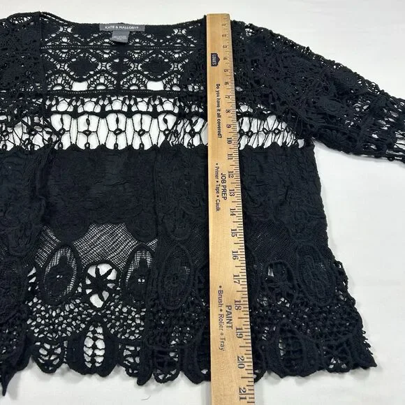 Kate & Mallory Crochet Shrug Top Open Front 3/4 Sleeve Gothic Romantic Victorian - Picture 8 of 12